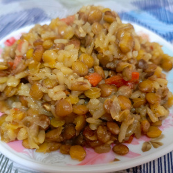  Чечевица тушёная с луком, морковью и рисом