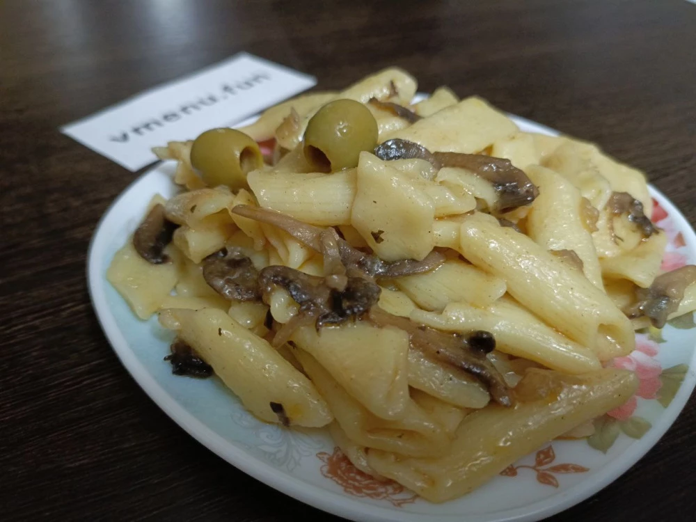 Макароны с грибами шампиньонами